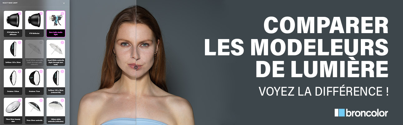 Outil de comparaison des modeleurs de lumière Broncolor
