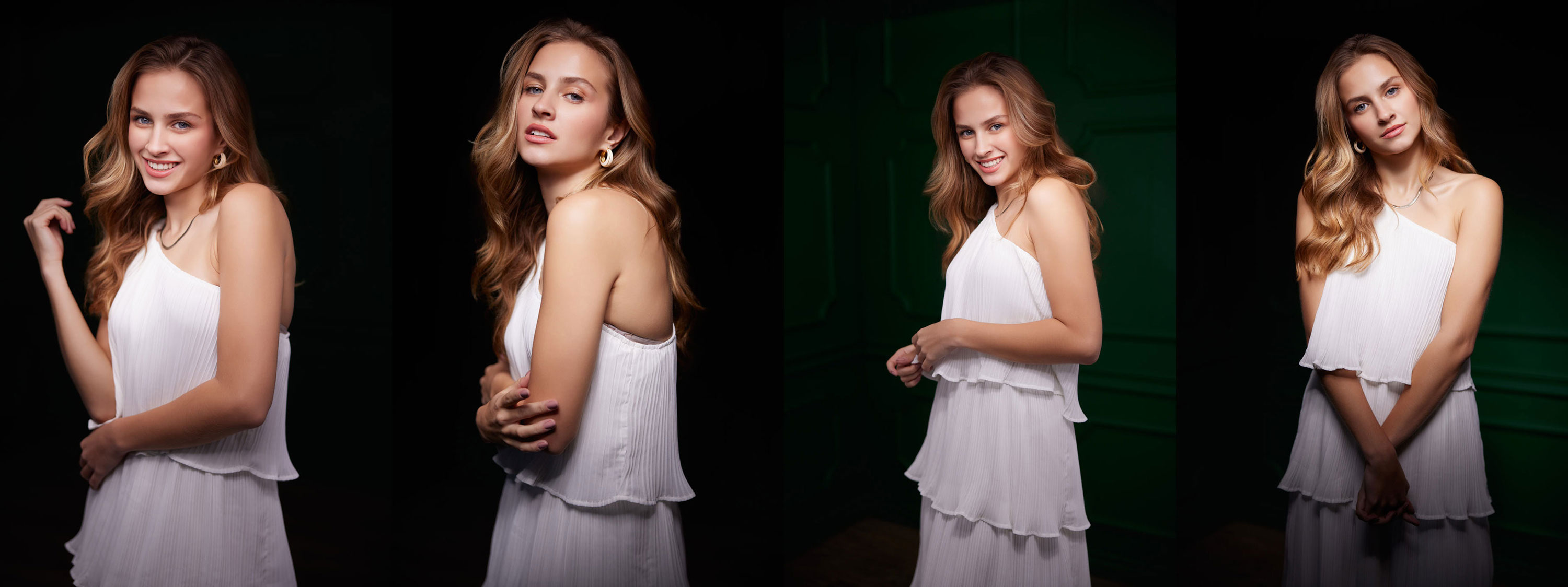 Fotoaufnahmen von Model - mit und ohne Grid in verschiedenen Abständen
