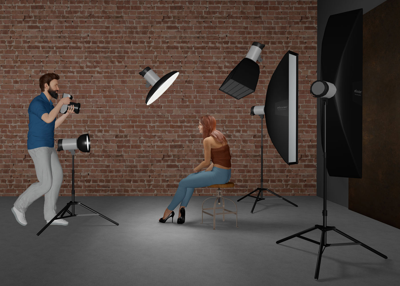 Bild von Lichtaufstellung im Studio